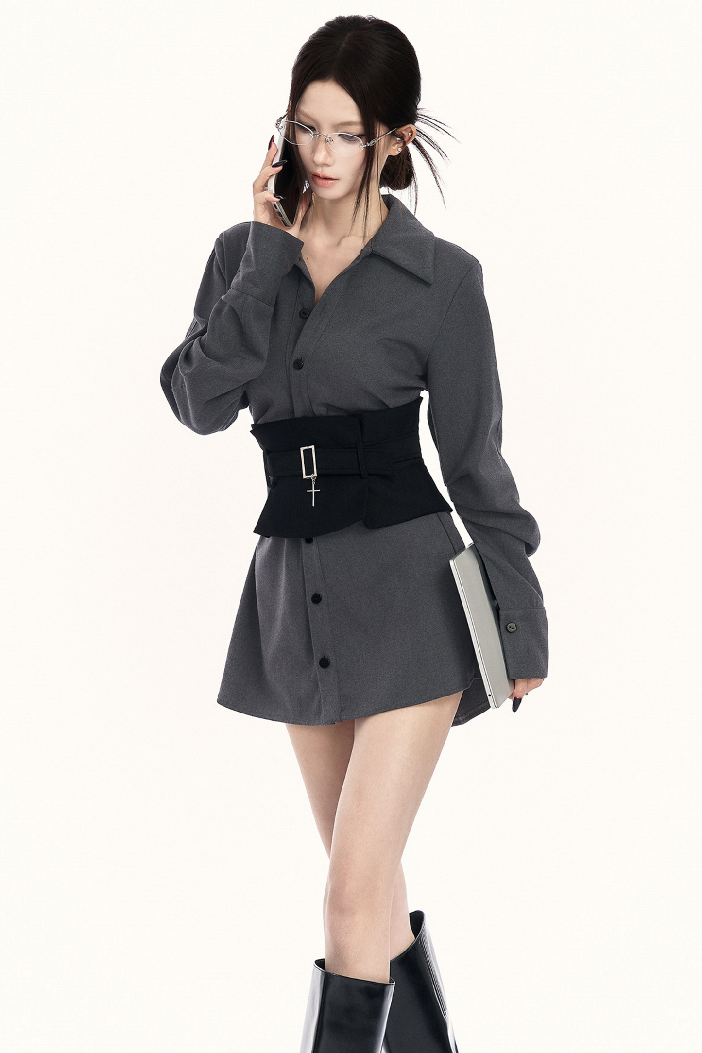 니치 허리 조임 셔츠 세트