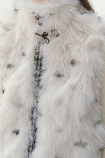 Polka Dot Plaid Fur Coat