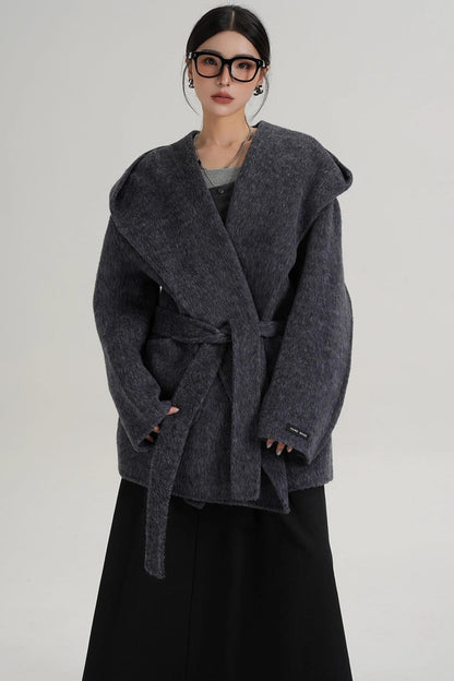 Autumn Hooded Woolen Coat