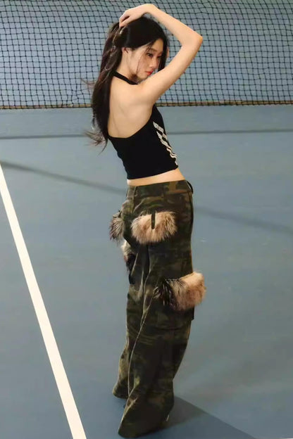 Retro-Cargohose mit Tarnmuster