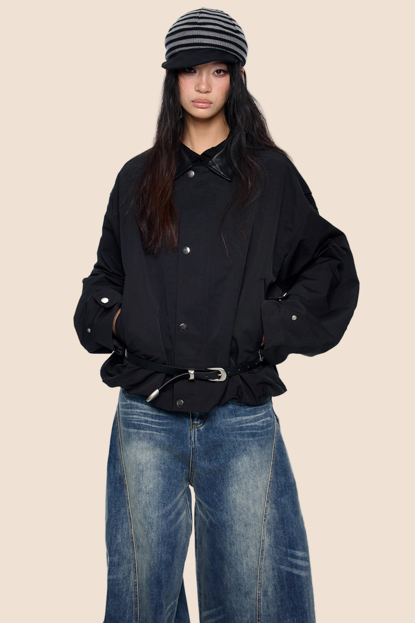 Leather Patchwork Embroidered Jacket