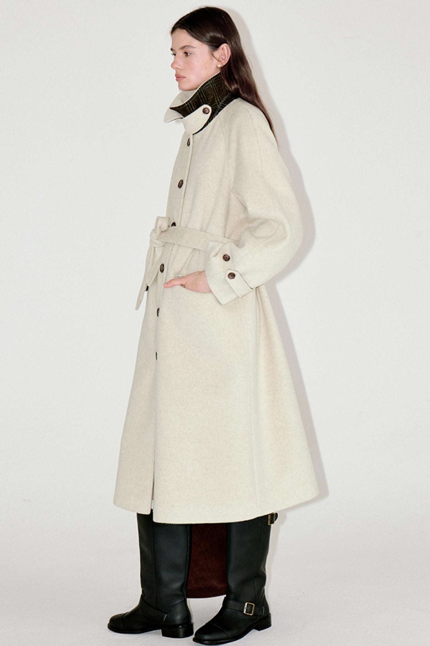 Patterned Patchwork Woolen Coat