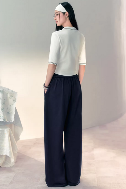 Three-Dimensional Waffle Knit Polo Top