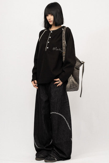 Vintage embroidery Design Jeans Pants