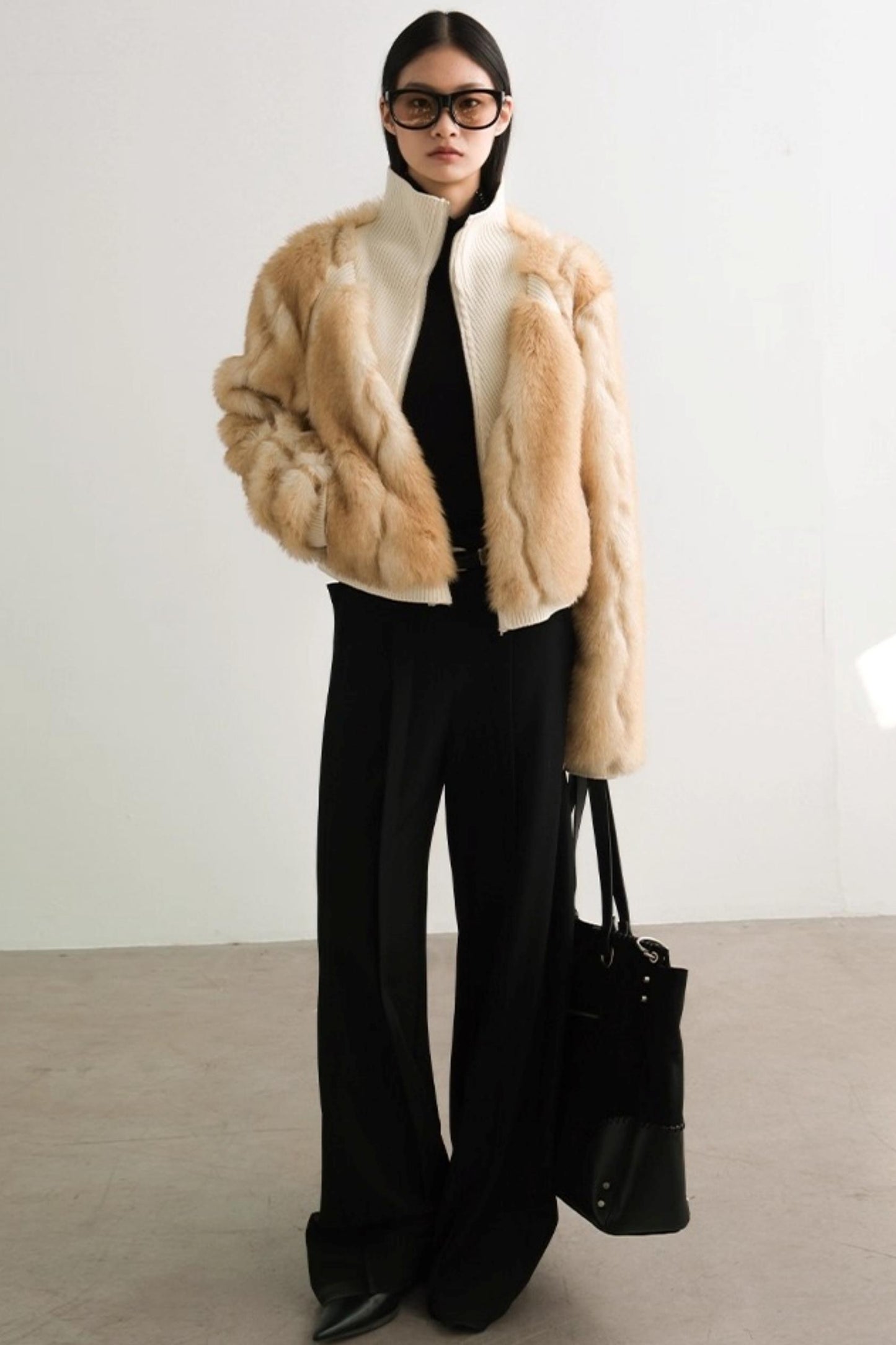 Shadow Pleats Wide-Leg Pants