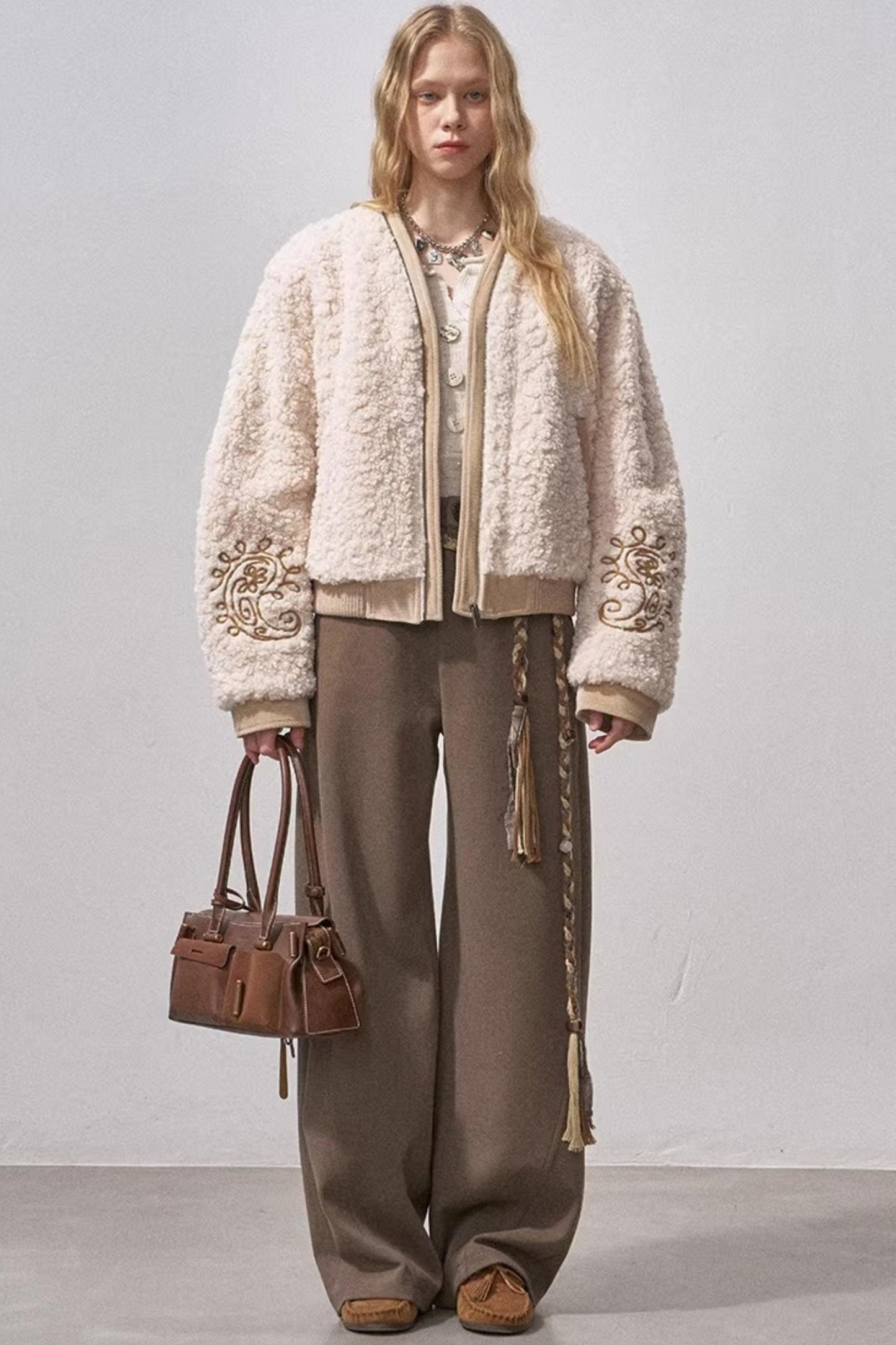 Lamb Wool Paisley Parka Jacket