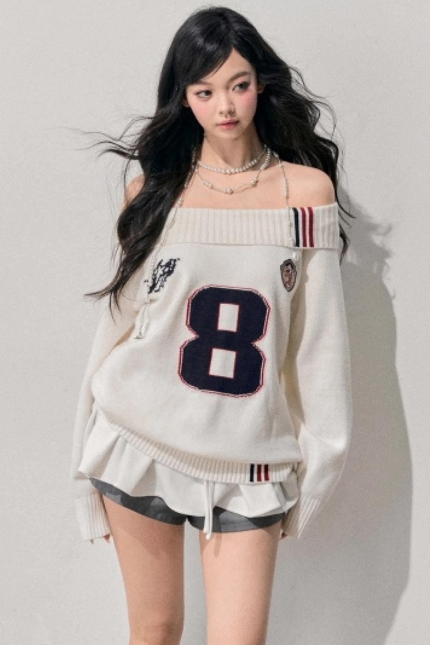 Youthful Off-Shoulder Knit Sweater