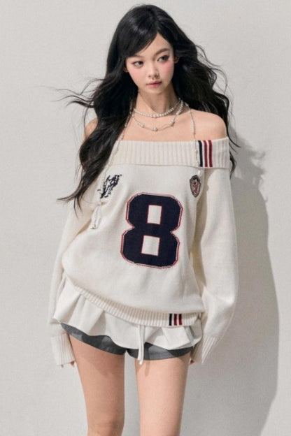 Youthful Off-Shoulder Knit Sweater