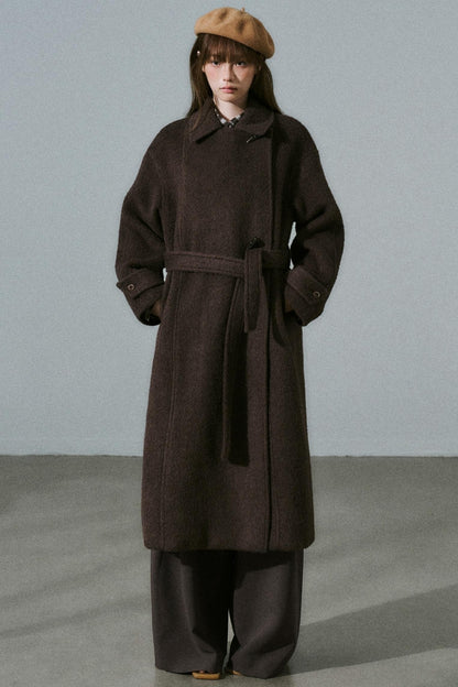 Wool Tweed Plaid Long Coat