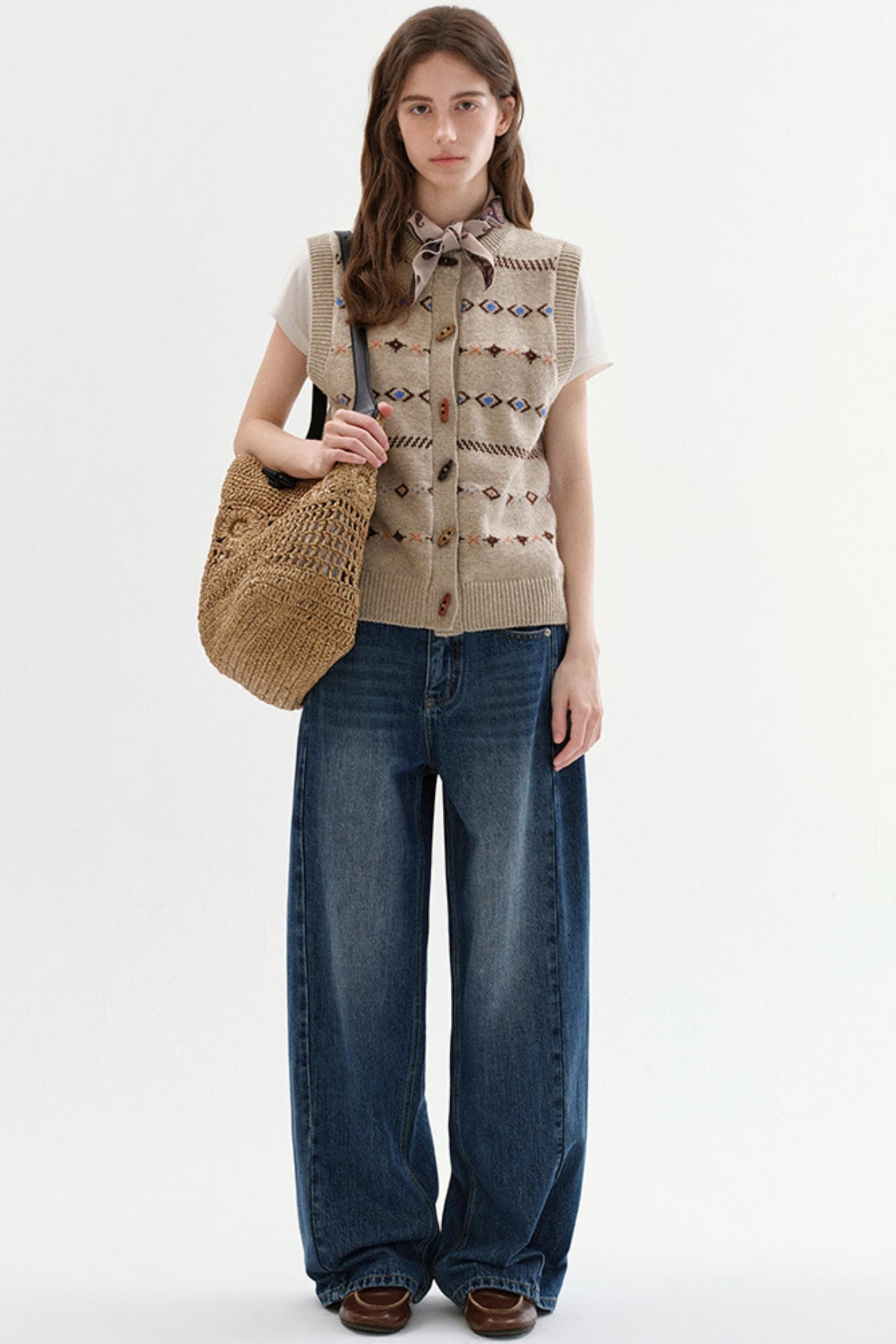 Geometric Wool Blend Vest