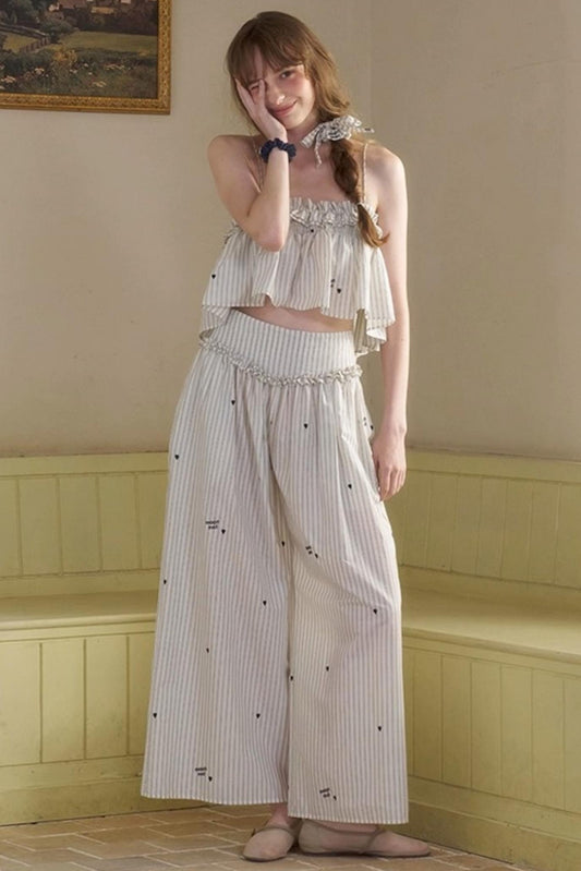 Penny Striped Suspender Pants Set-Up