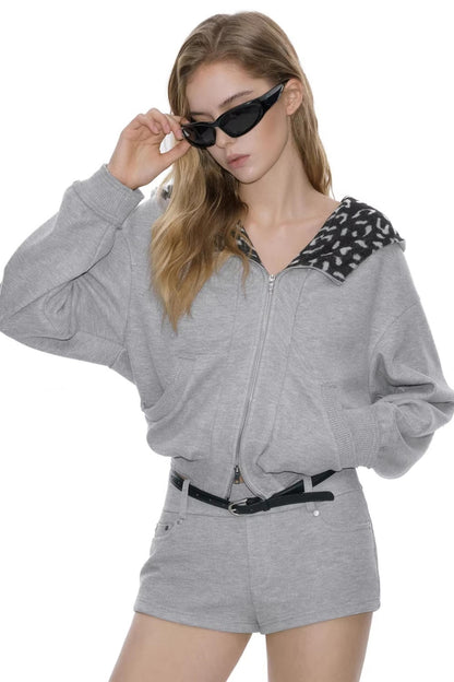 Leopard Print Hooded Jacket