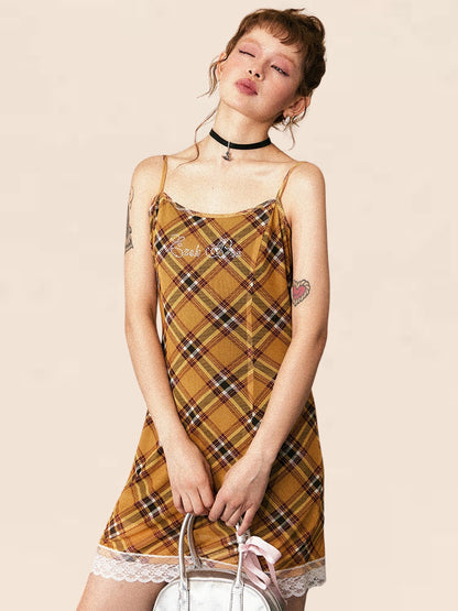 Vintage Check Slip Dress