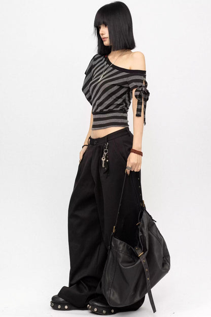 Spicy Striped Off-Shoulder Top