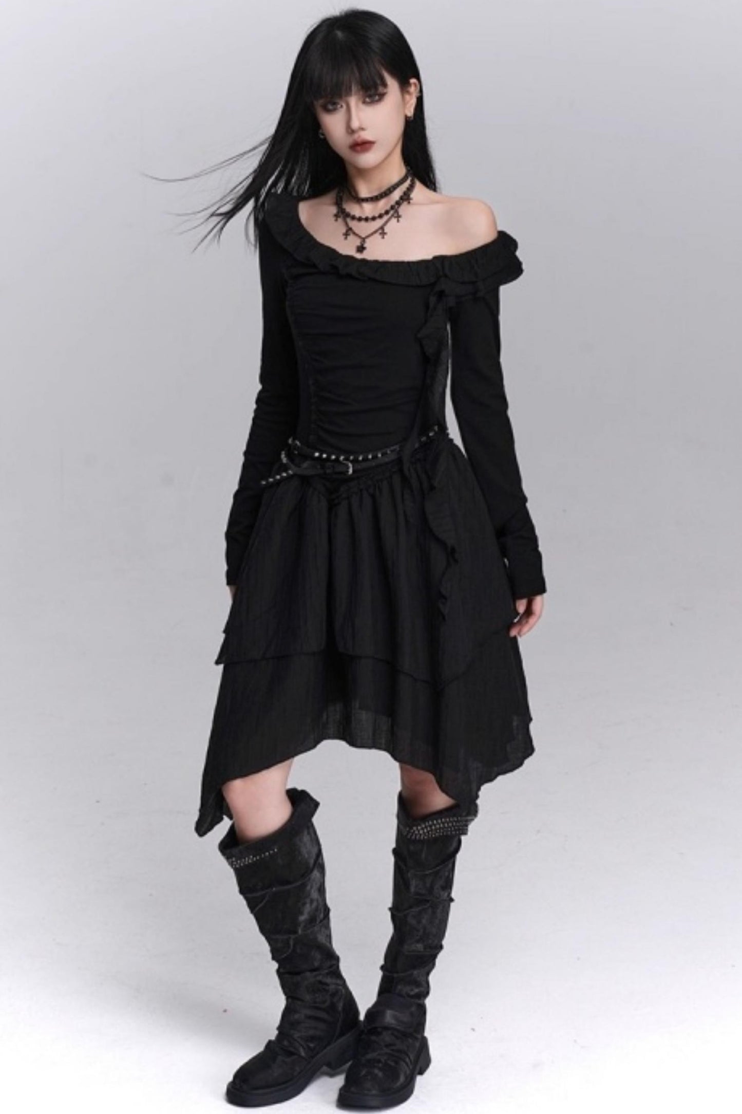 Cinched-Waist Autumn Dress