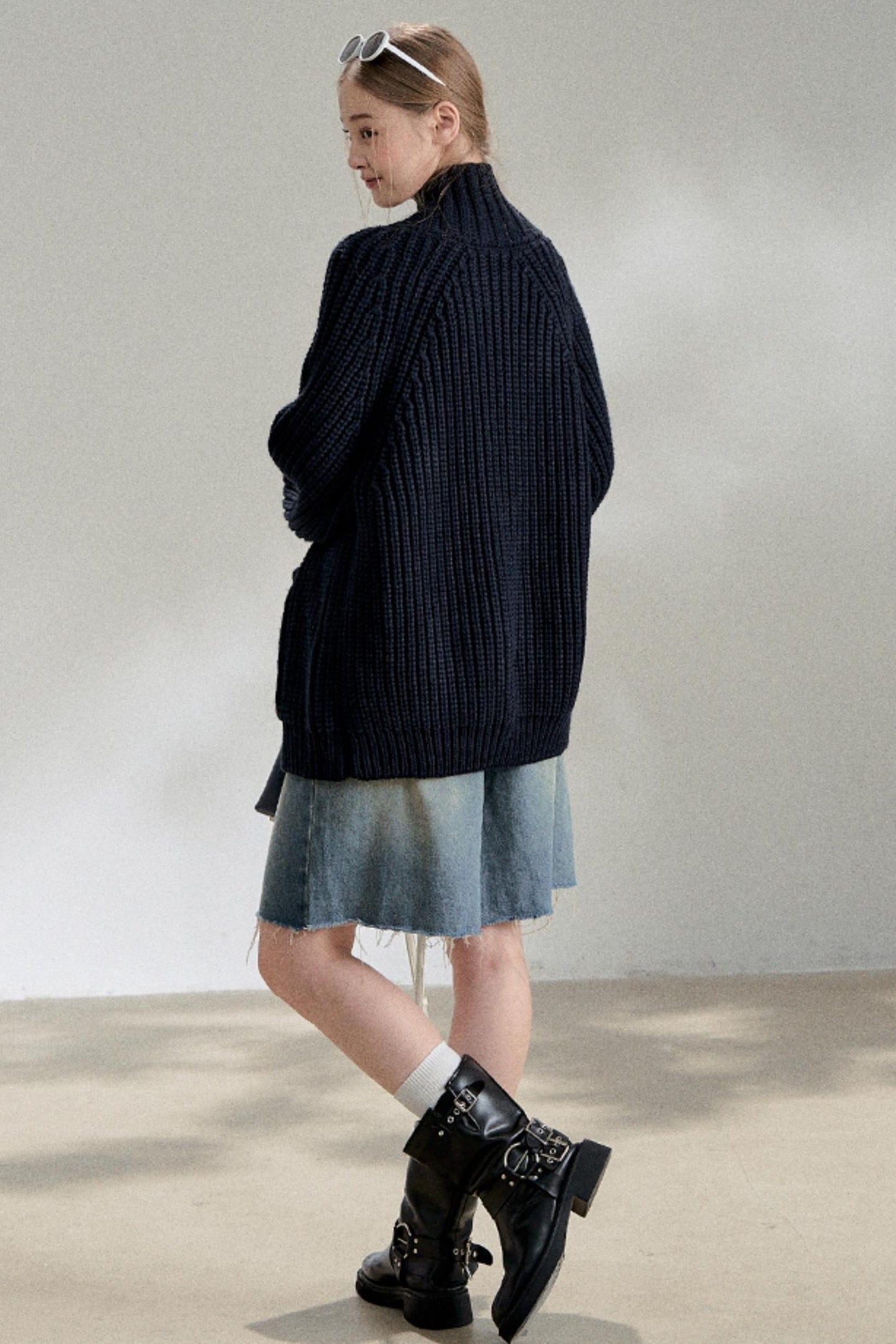 Lazy Black Knitted Cardigan