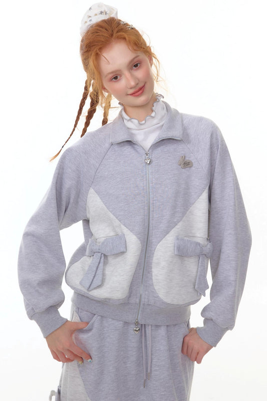 American Retro Bow Gray Sports Jacket