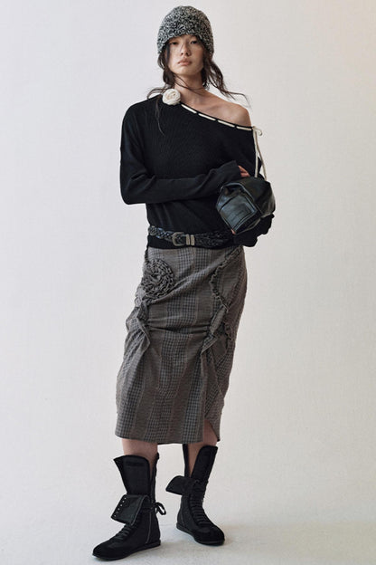 Gothic Plaid Flower Shirt & Skirt Set-Up