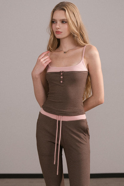 Color-Block Knitted Cardigan Set-Up