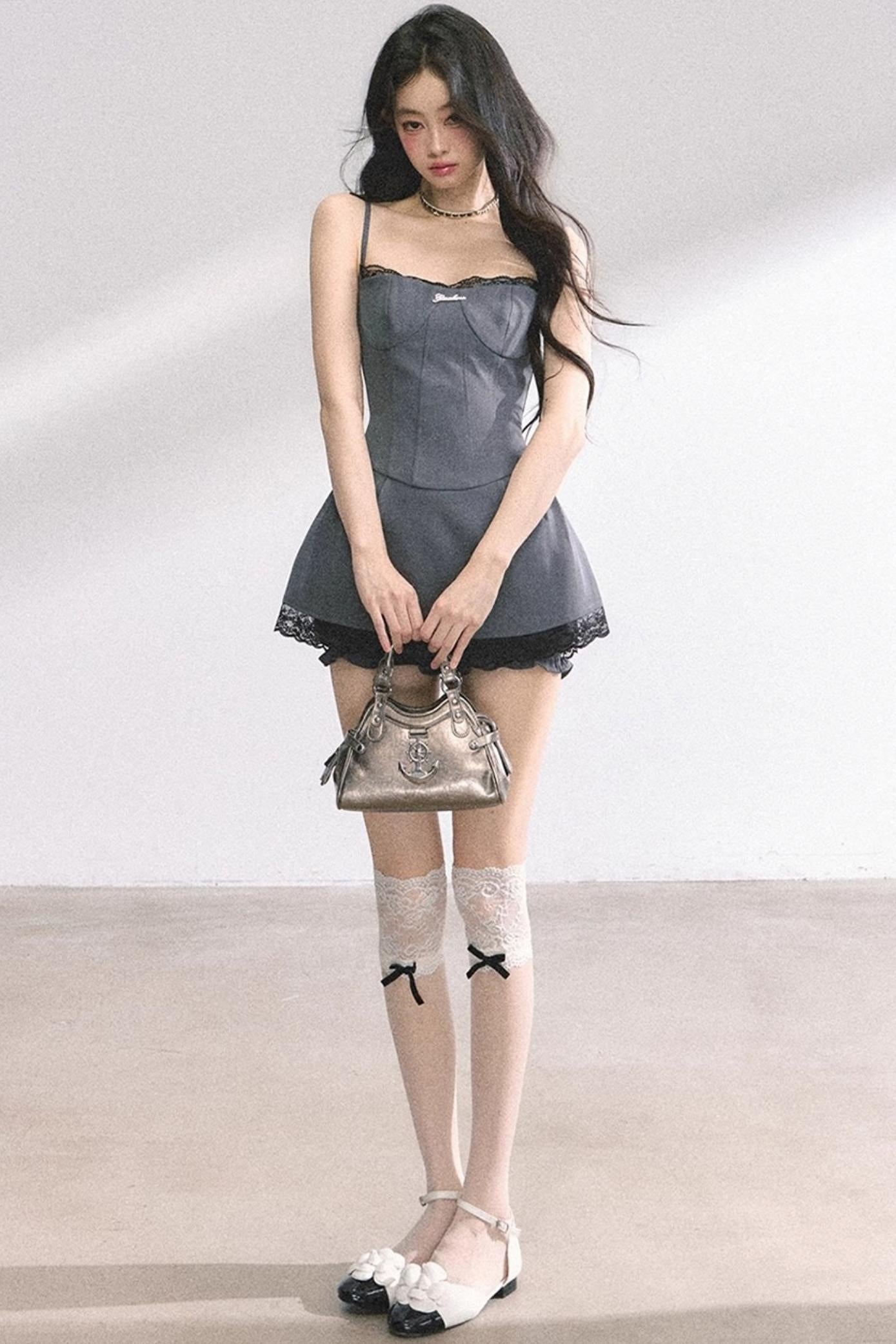 Summer Lace Halter Dress Set