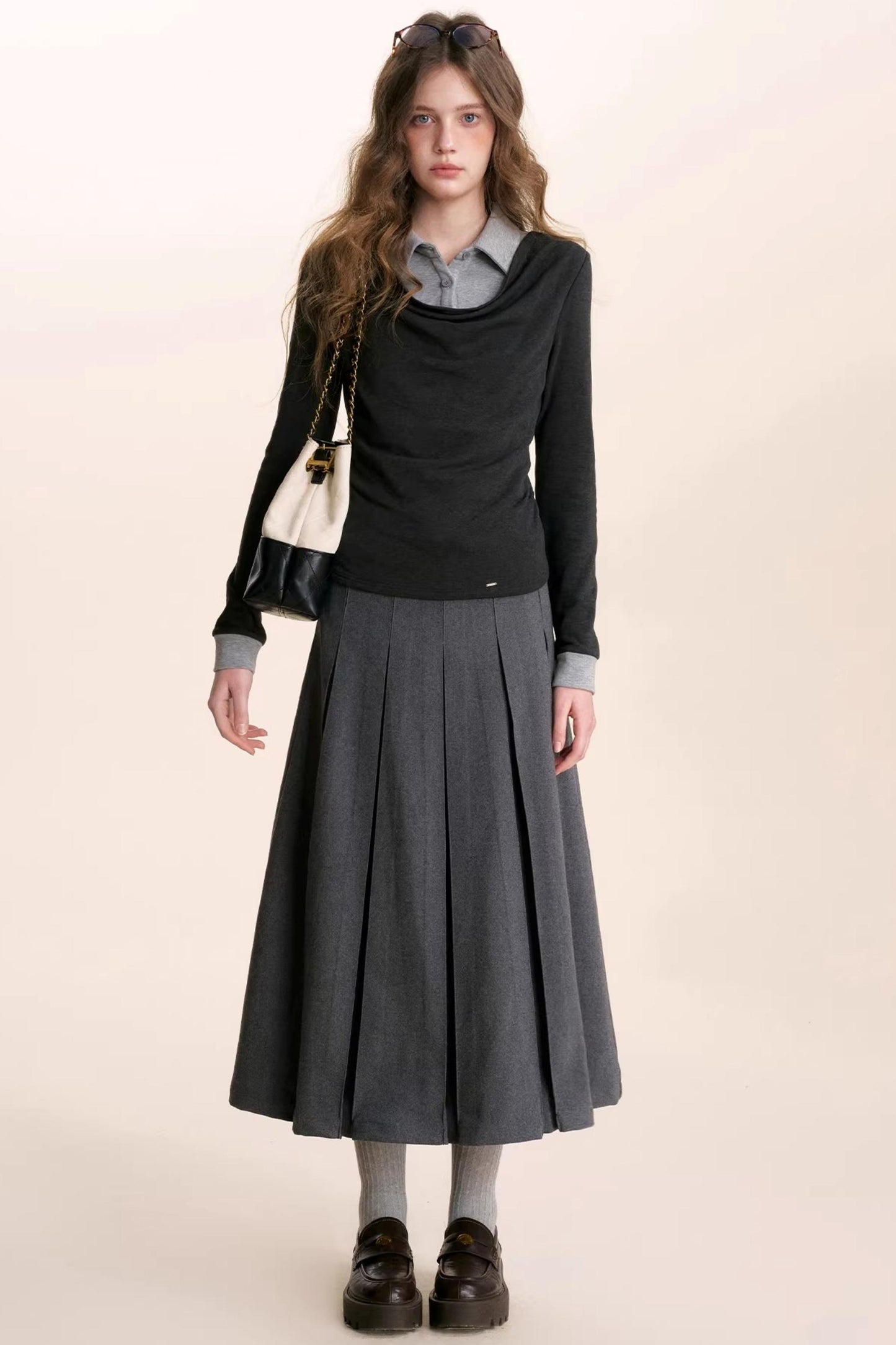 Plaid Patchwork Woolen Skirt