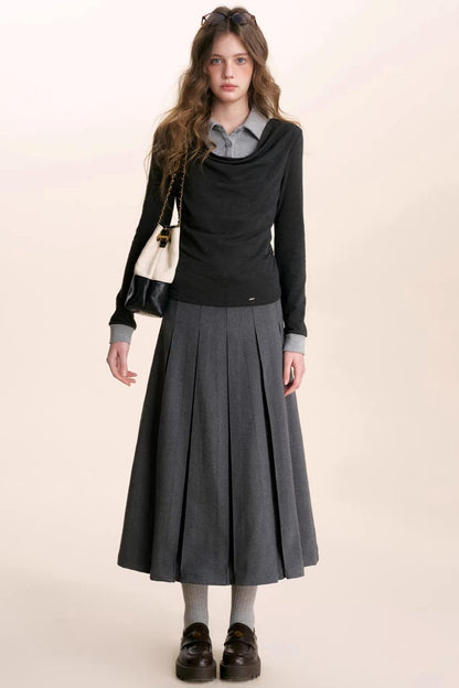 Plaid Patchwork Woolen Skirt