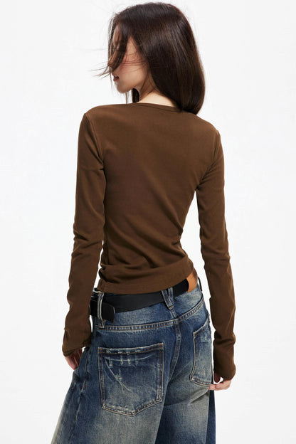 Slim Round Neck Long Sleeve Knitwear