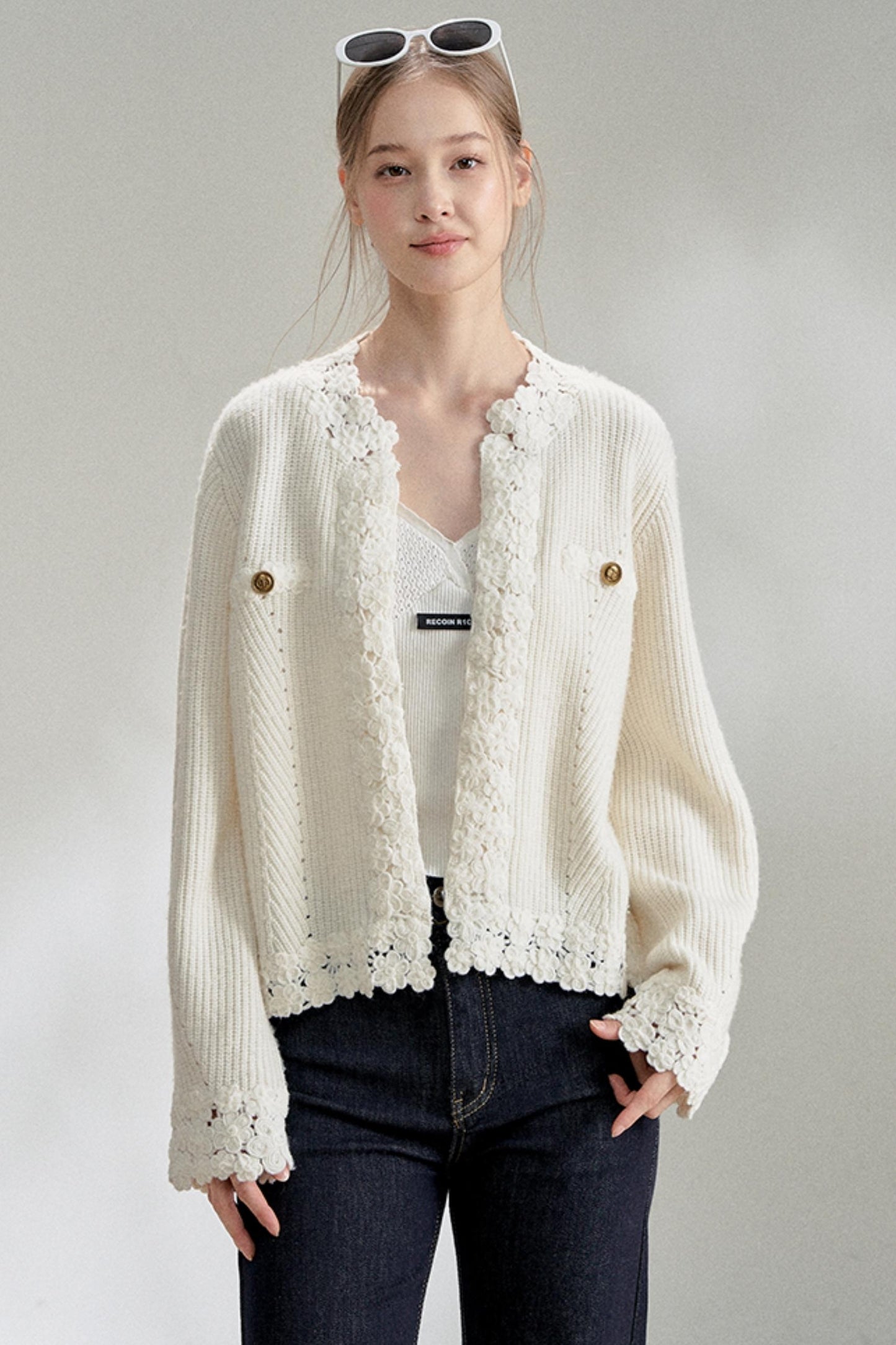 White Fragrance Knitted Cardigan