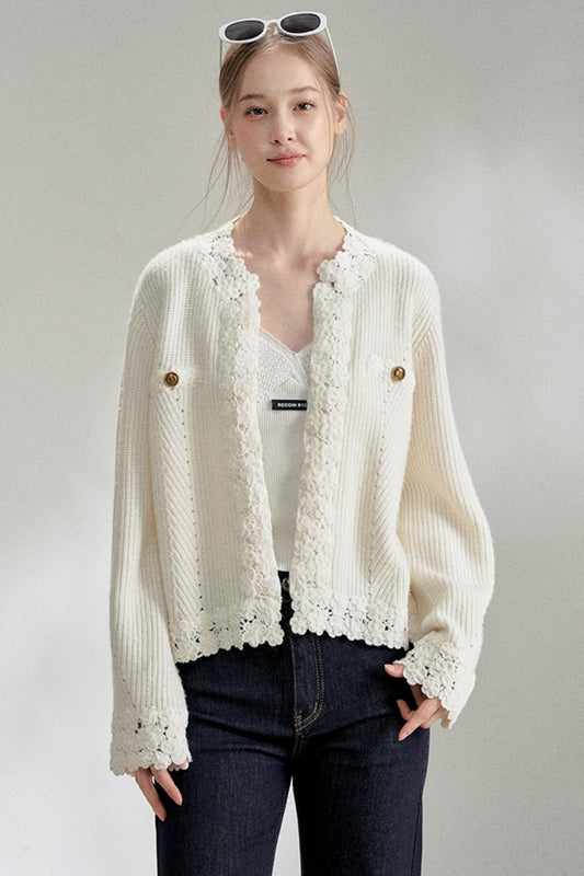 White Fragrance Knitted Cardigan