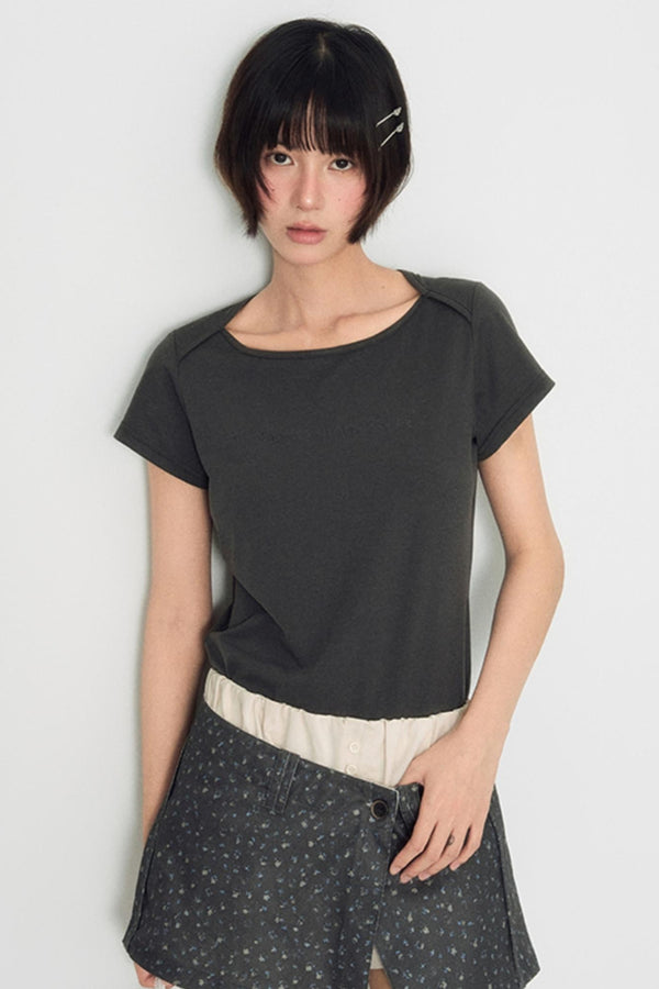 Flocked Slim Crop Top