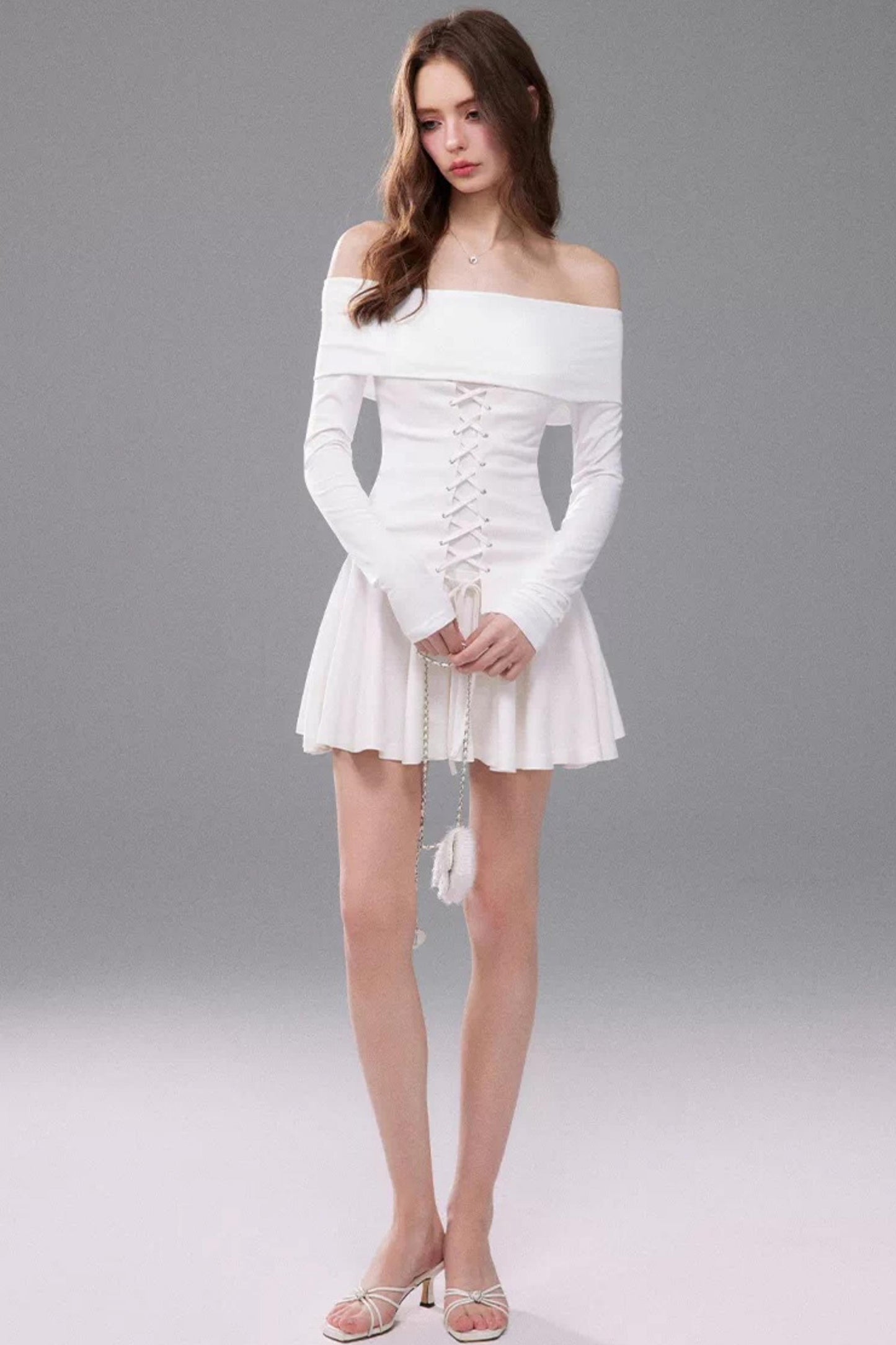 Off-Shoulder Waist-Cinching Dress