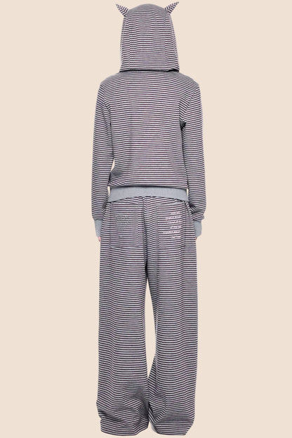 Little Devil Striped Hooded Jacket Set-Up