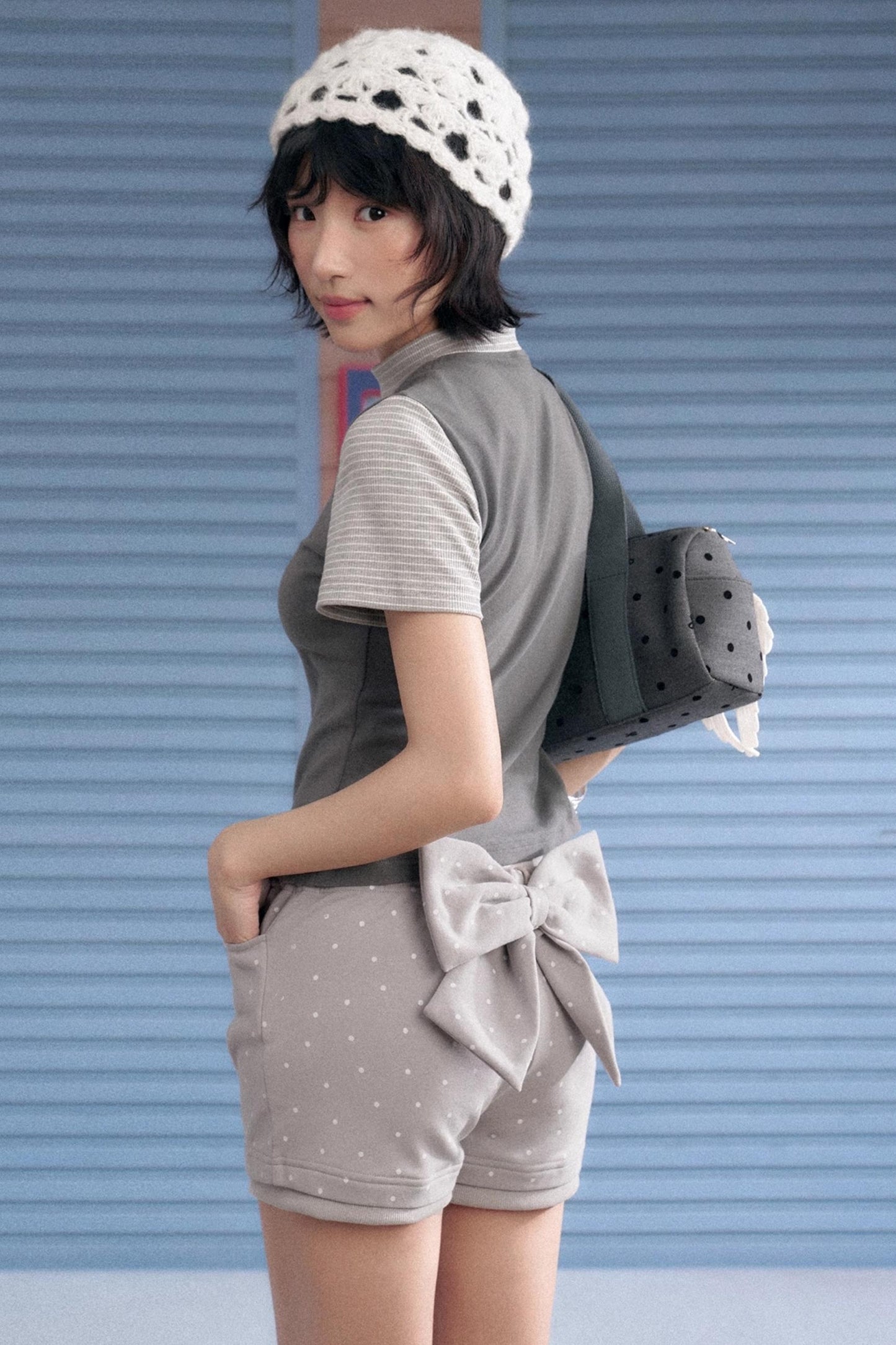 Detachable Polka Dot Peplum Shorts