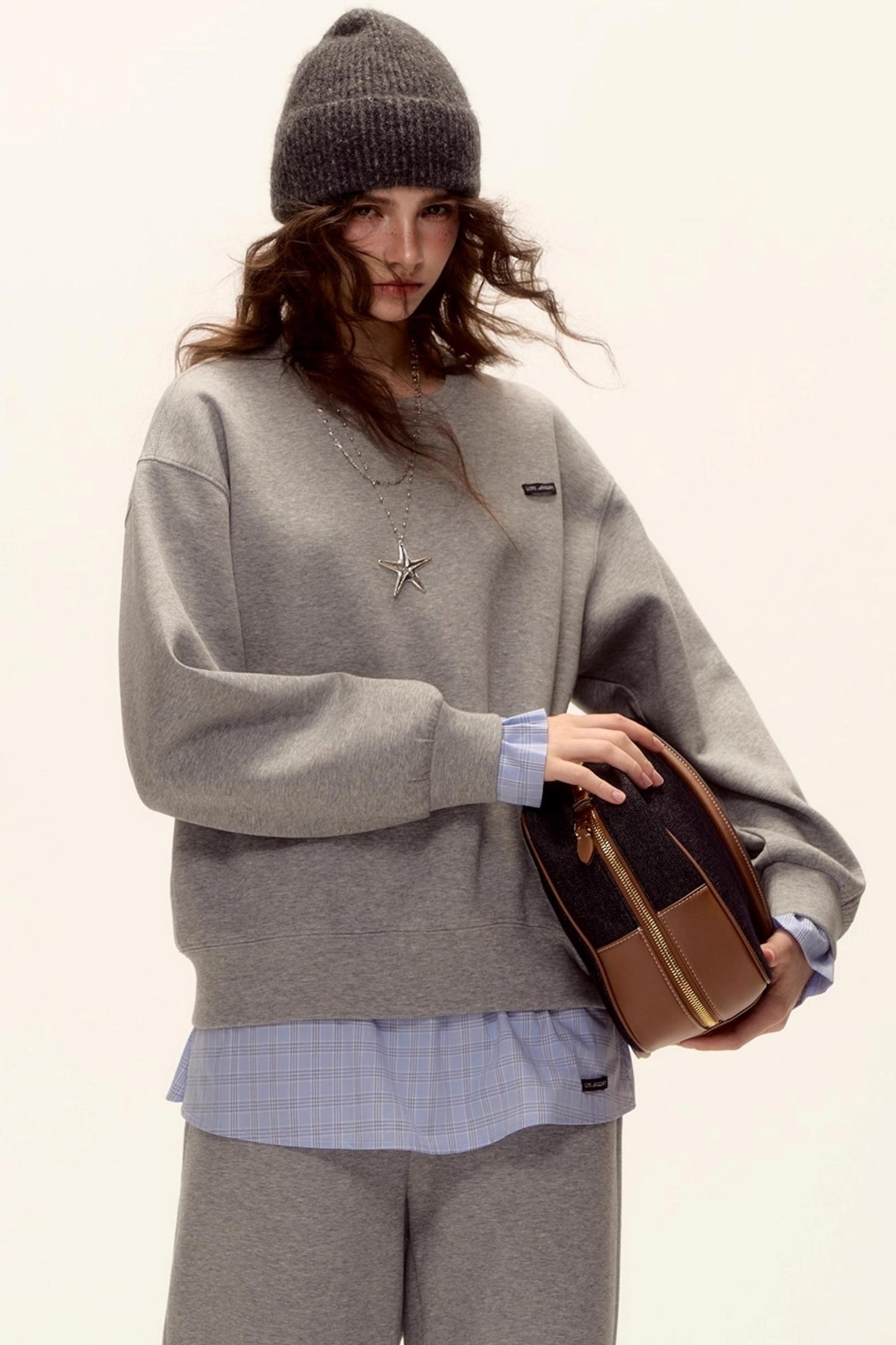 Plaid Patchwork Sweater Set-Up