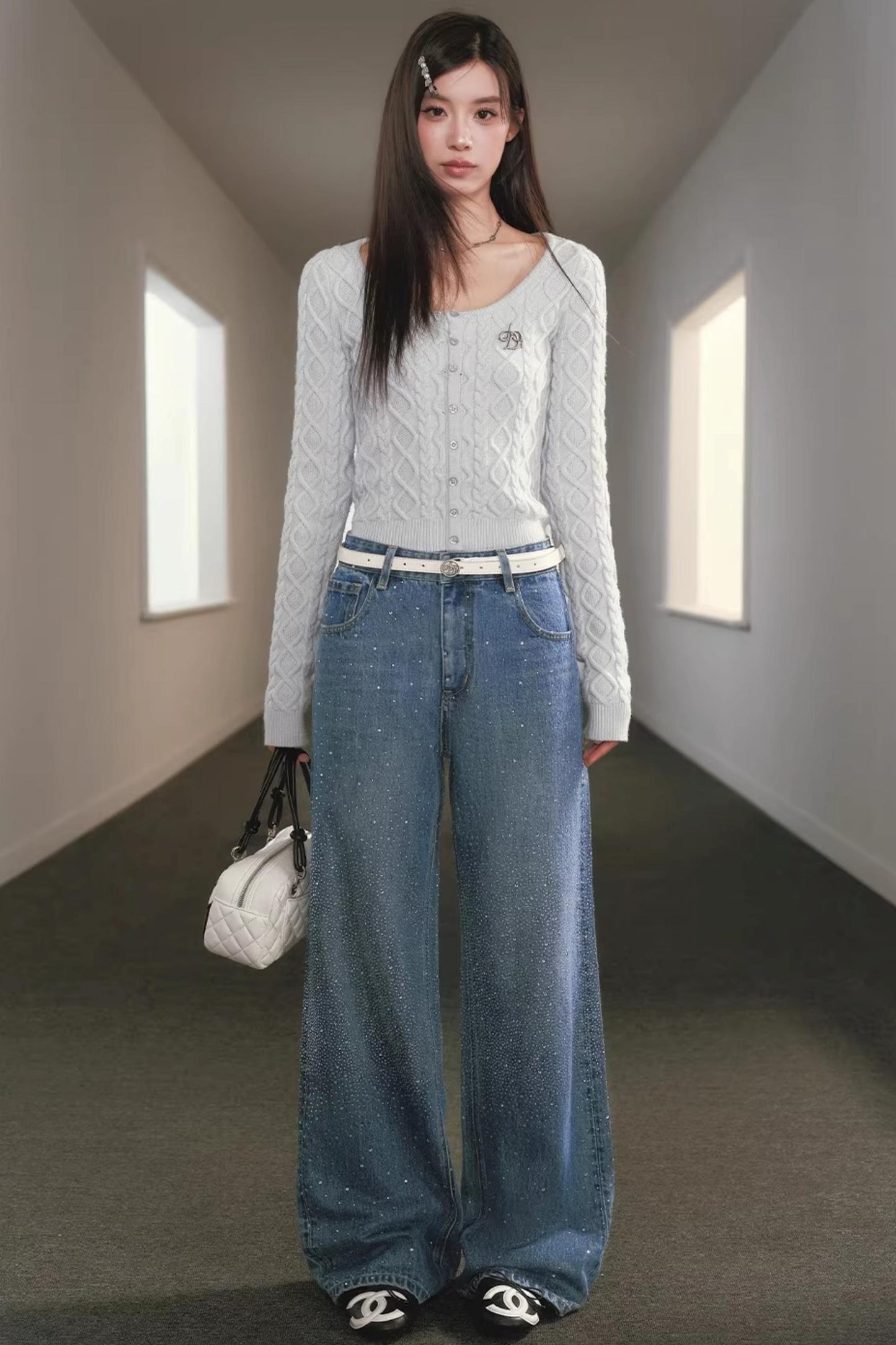 Slimming Cable Knit Sweater