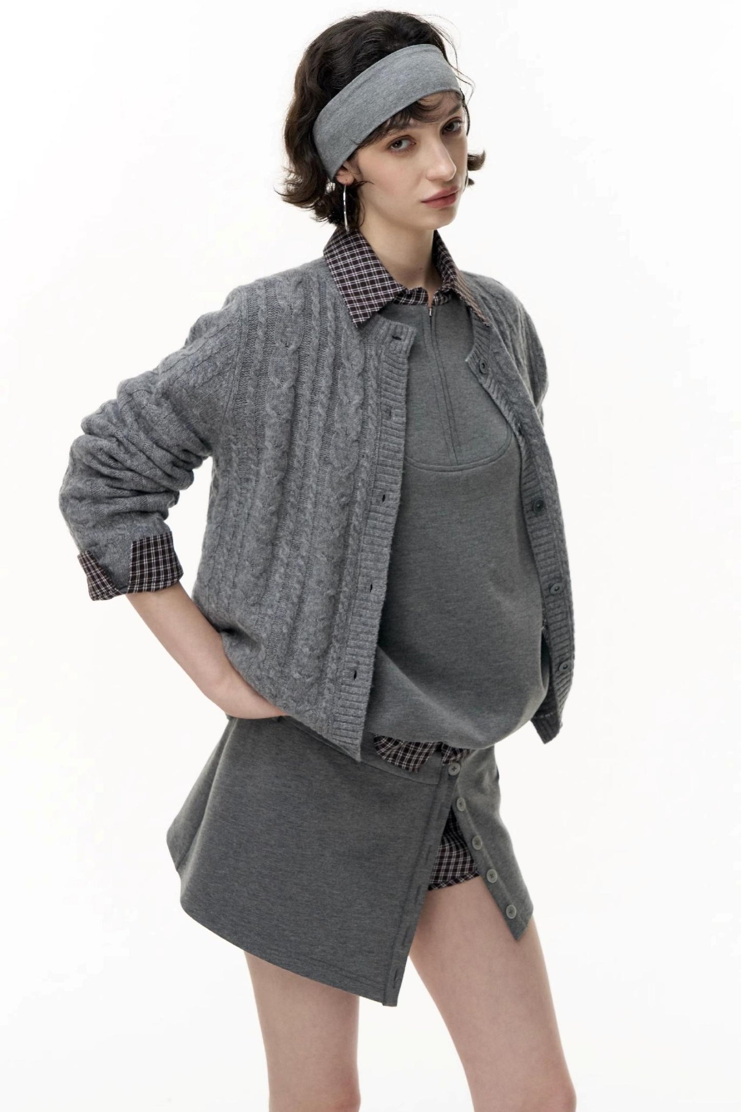Gray Wool Knitted Cardigan