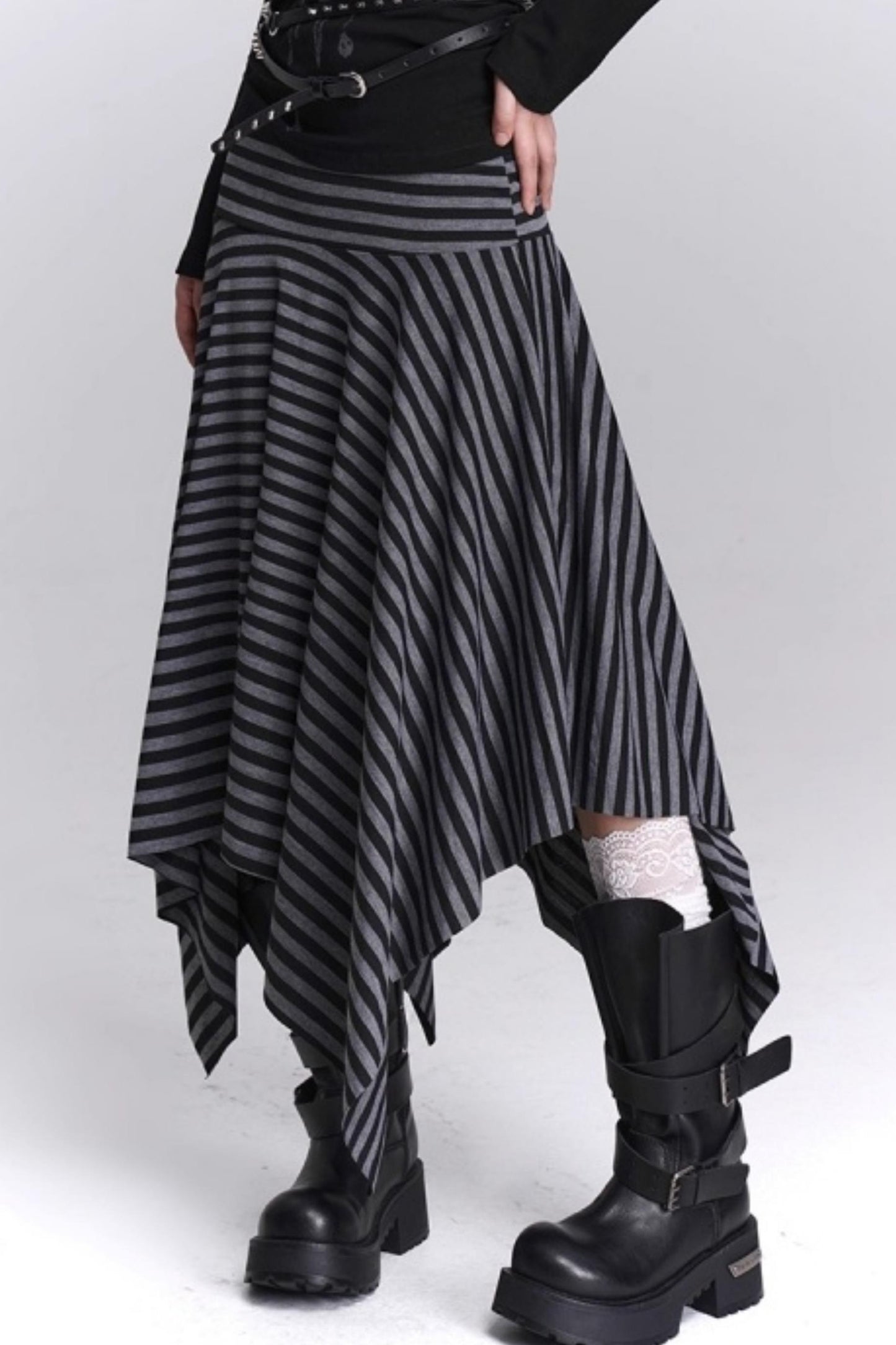 Asymmetrical Striped Skirt