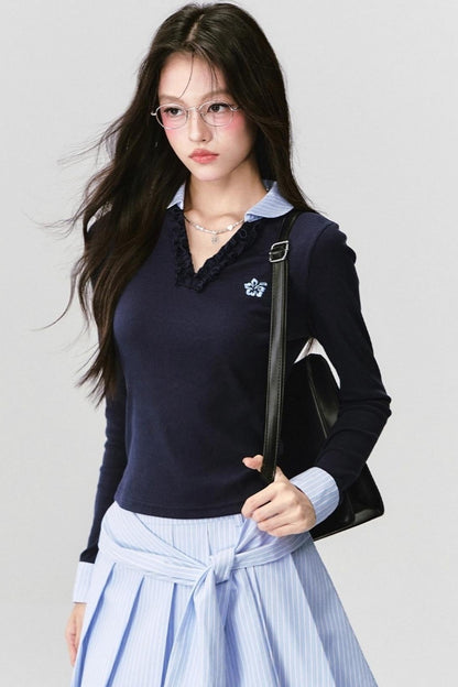 Fragile Love Letter Pleated Skirt Set-Up