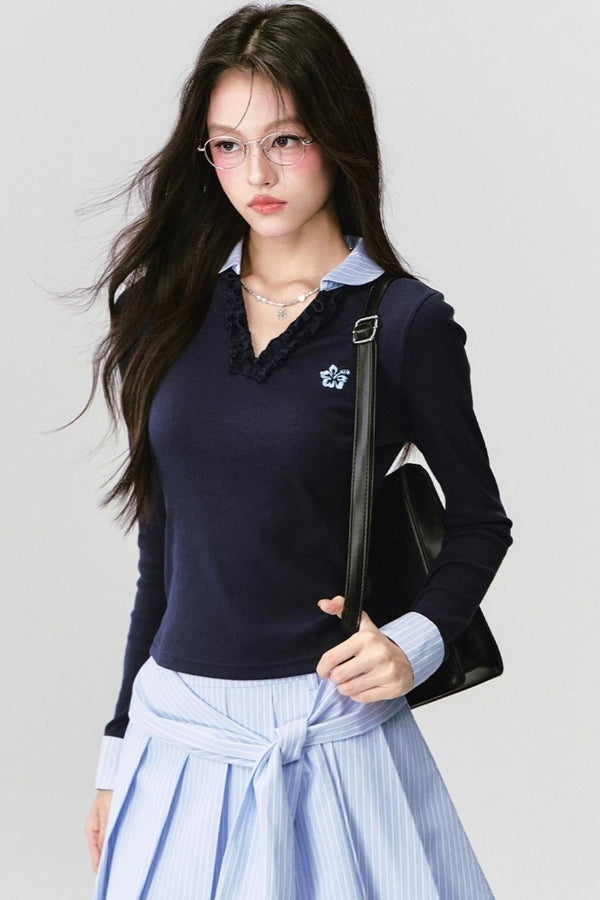 Fragile Love Letter Pleated Skirt Set-Up