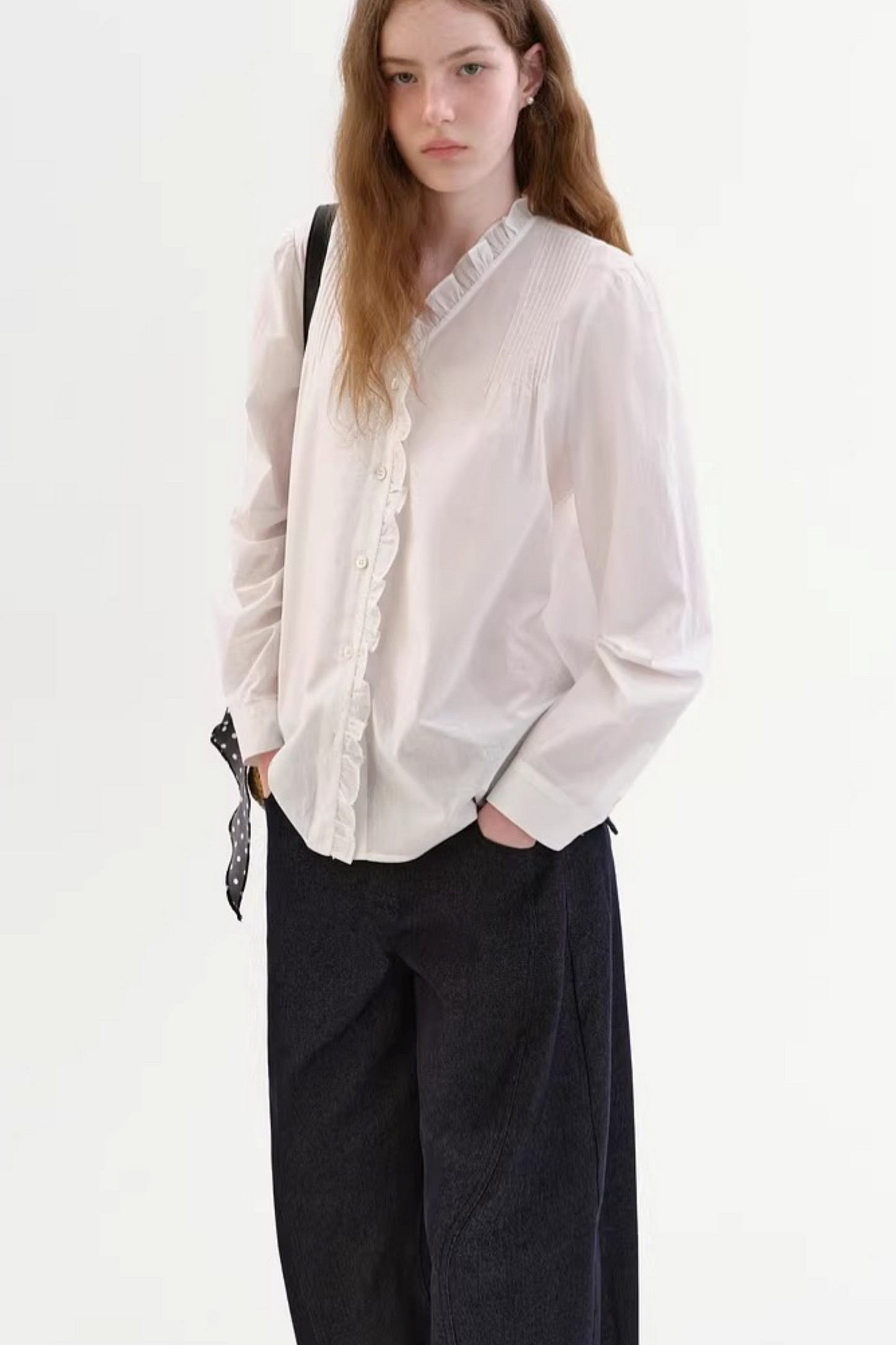 Cotton French-Style Ruffled Blouse