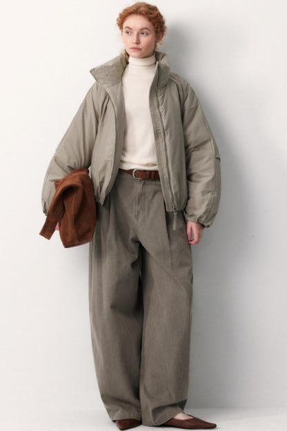 Floral Pleated Down Jacket