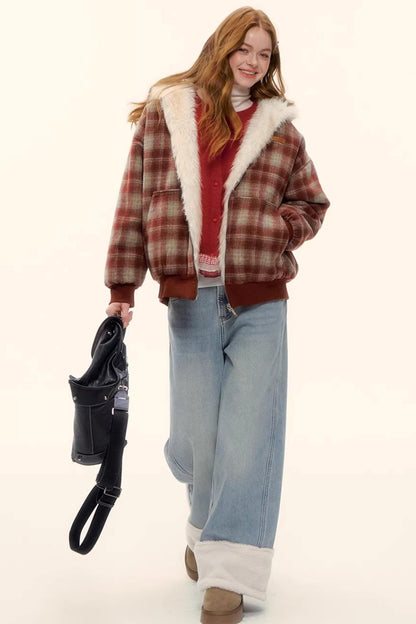 Fleece-Lined Wool Spliced Jeans