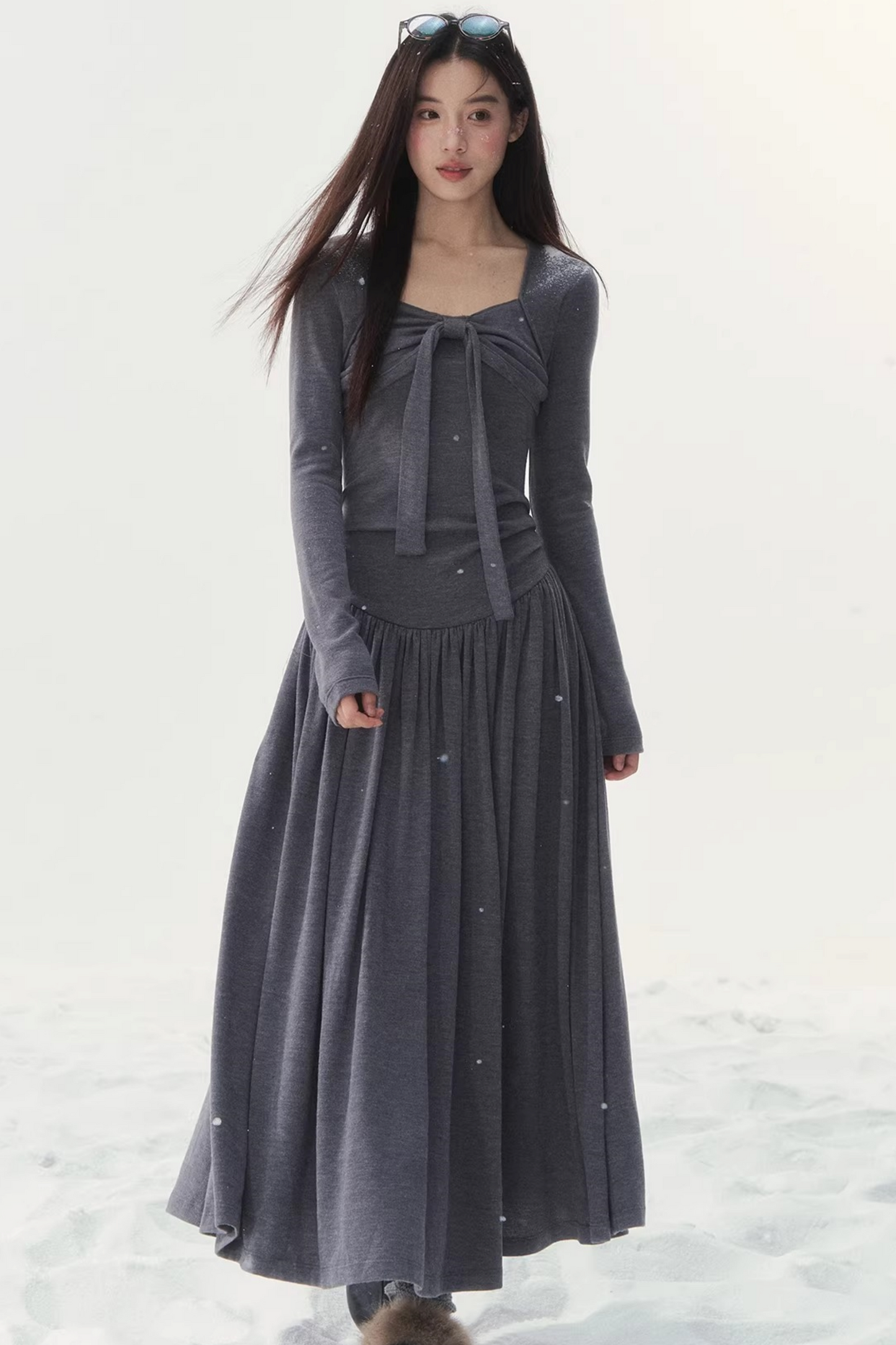 Gray Knitted Vintage Dress