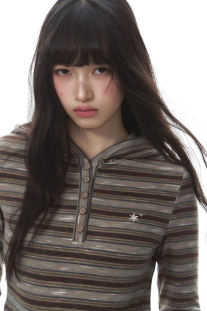 Striped Slimming Stretch Hoodie