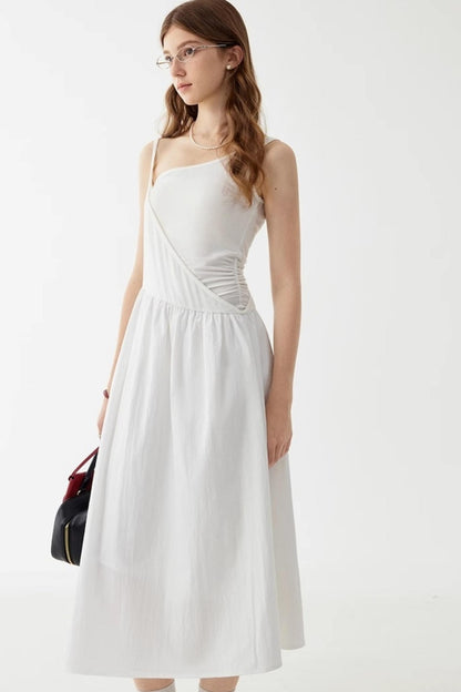 White Halter Midi Dress