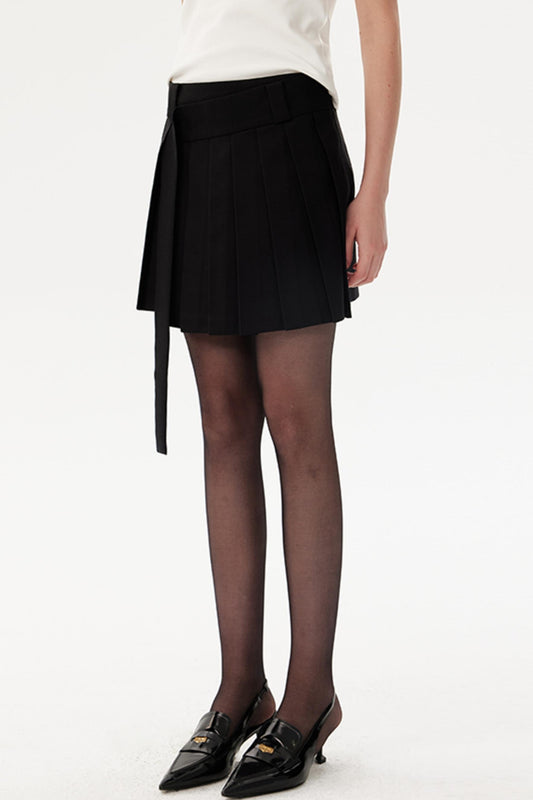 High-Waisted Pleated A-Line Skirt