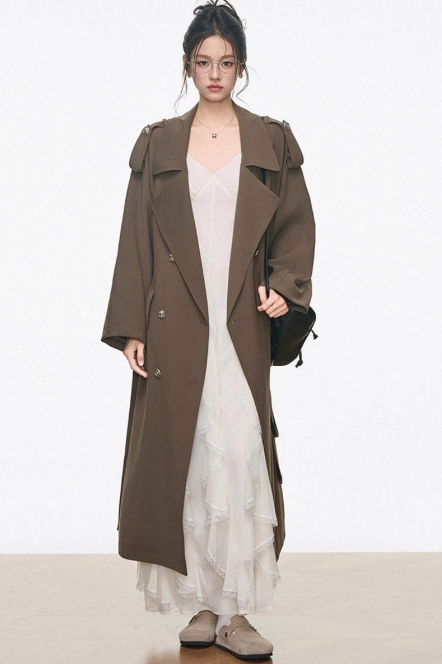 Long Trench Coat With Dress Set-Up