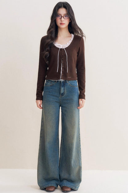 Romantic Lace Chocolate Cardigan