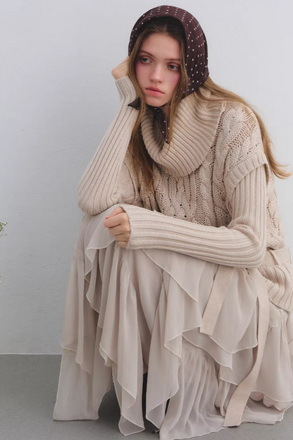 Wool Blend Cable Knit Sweater