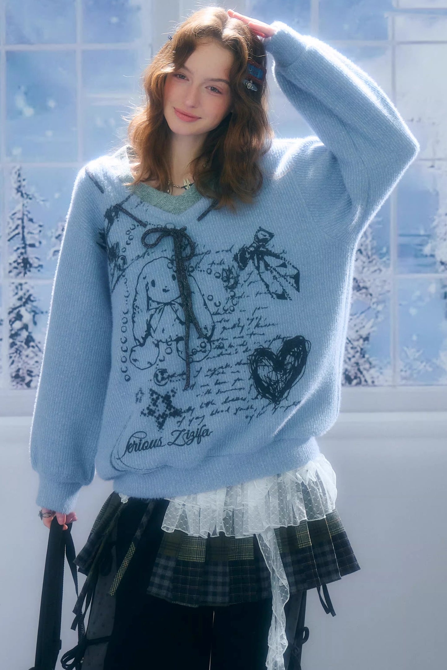 Velvet Rabbit Print Sweater
